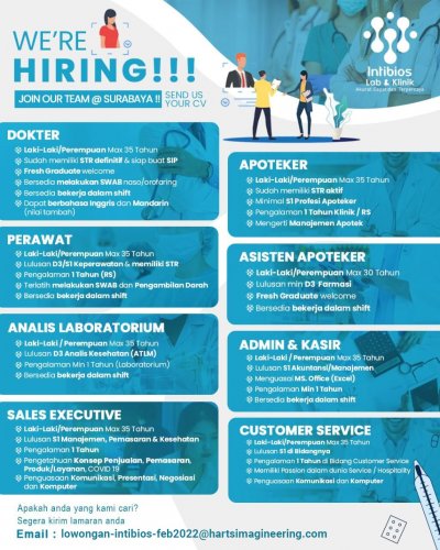 Lowongan Kerja Intibios Lab Penempatan Surabaya
